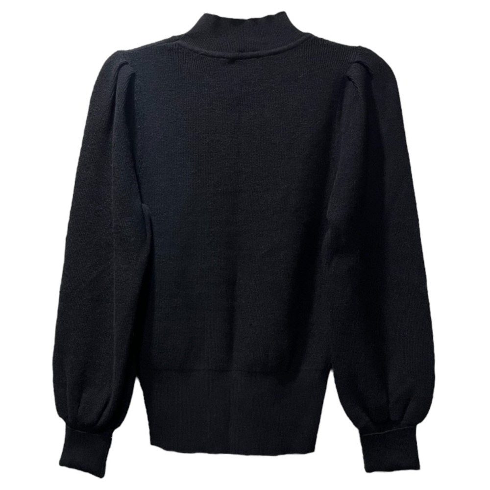 Soft High Crew Neck Keyhole Puff Sleeve Sweater Mock Black Exlura Size Medium - Picture 9 of 16